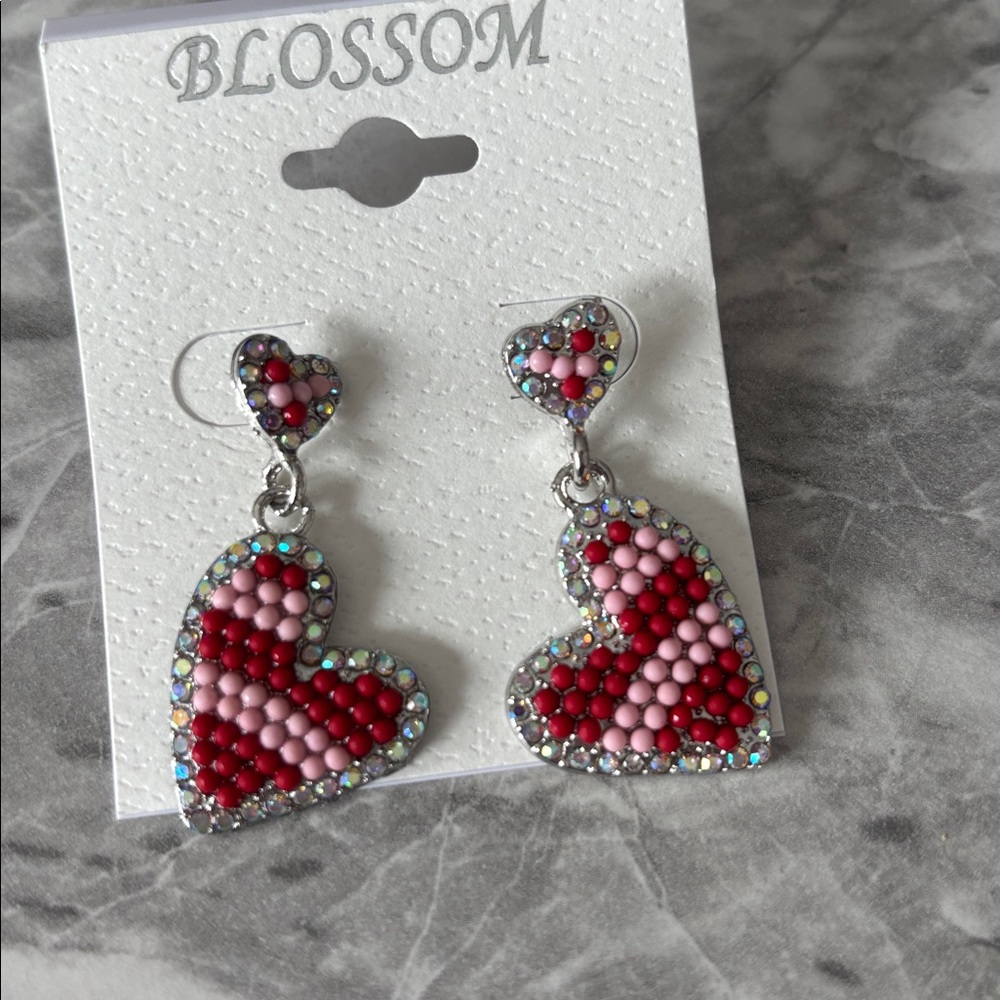 Pink and Red Heart Earrings - Picture 3 of 3